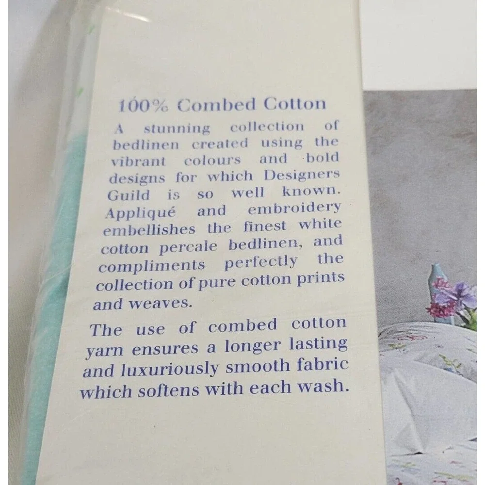 Designers Guild Rosario Cotton Twin Striped Fitted Sheet & Floral Flat Sheet NIP